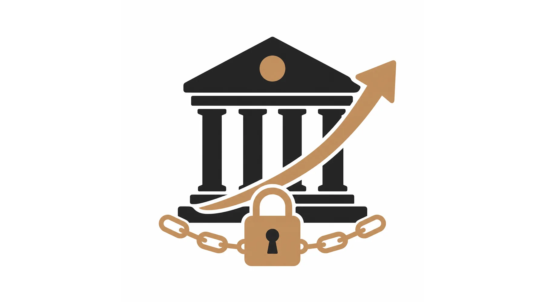 Icone de banco com corrente representando o custo alto do financiamento