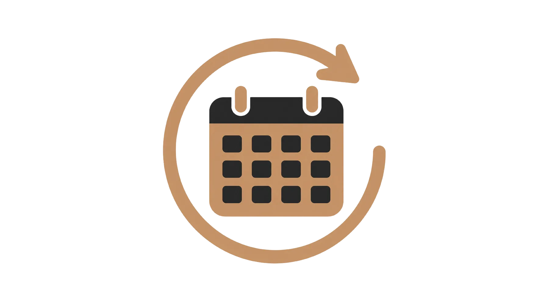 Icone de calendario com seta representando prazos longos e flexiveis