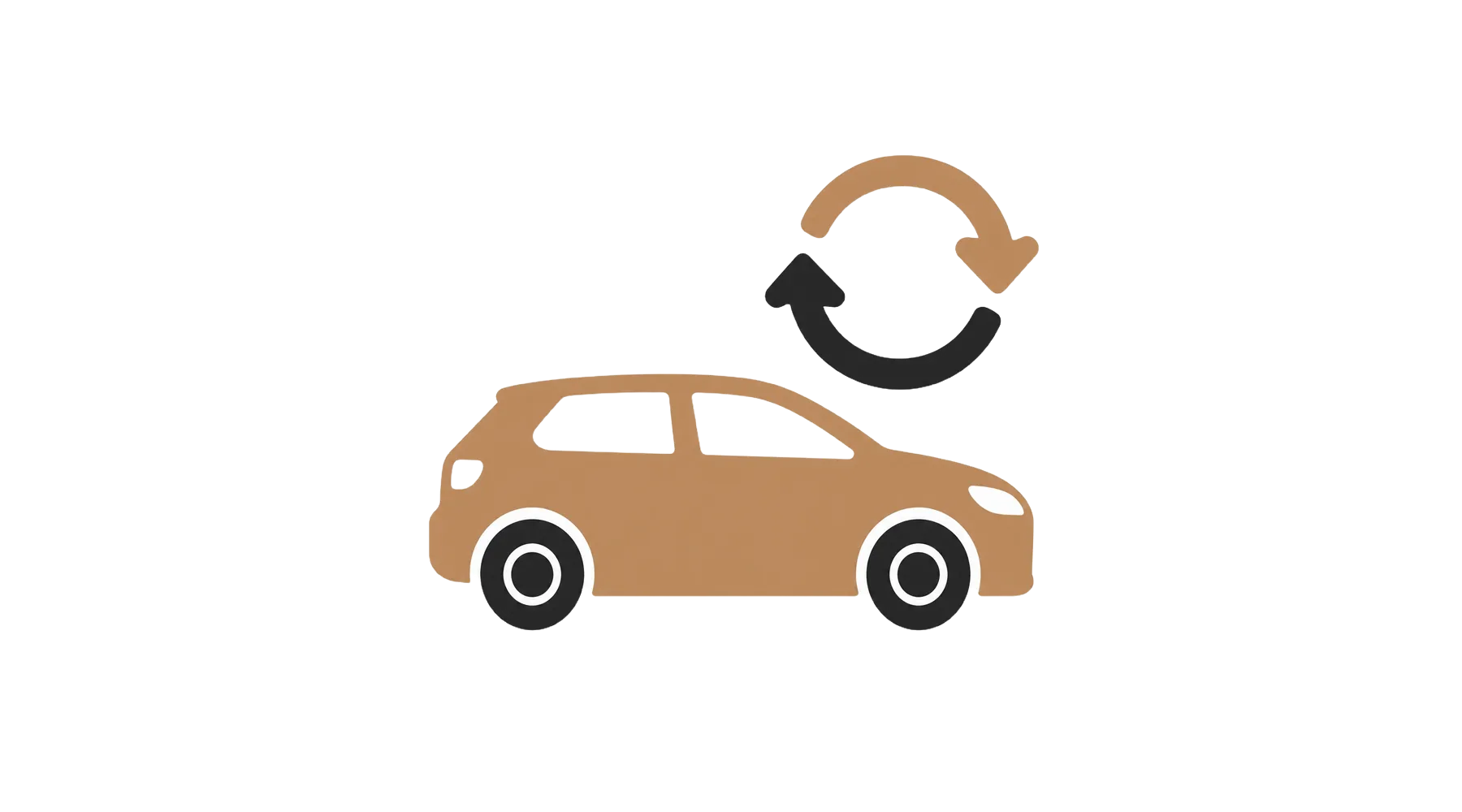 Icone de carro com setas representando trocar de carro